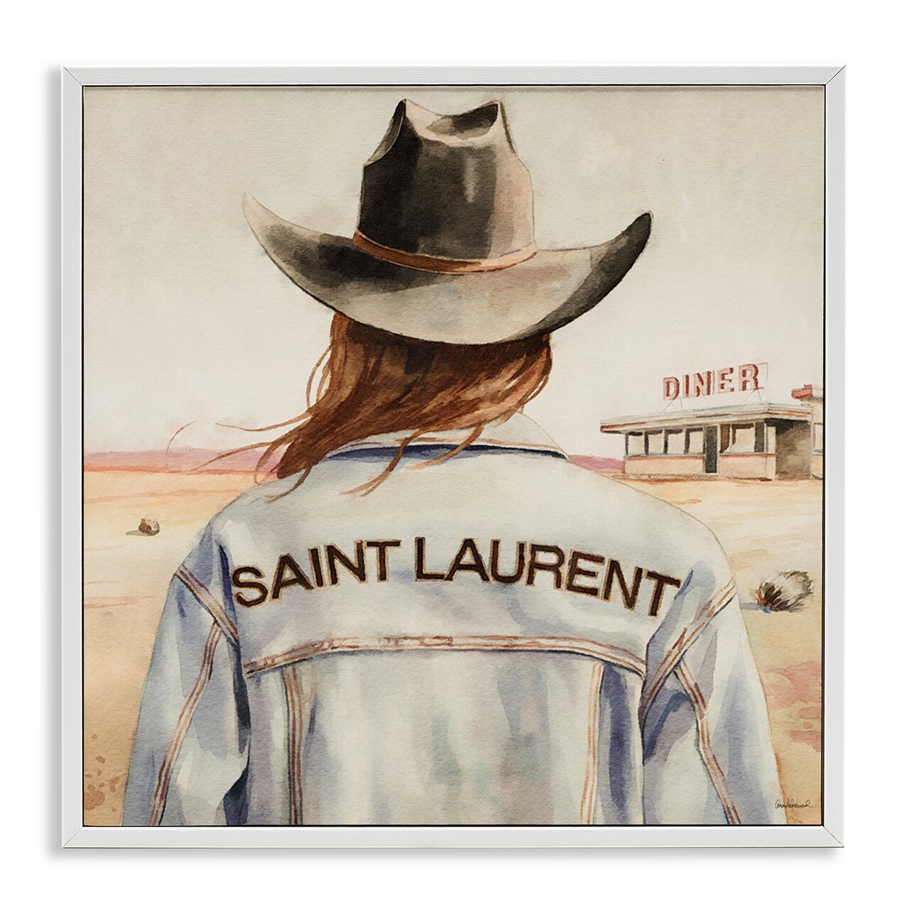 Stupell Industries Glam Brunette Cowgirl Framed Giclee Wall Art Design by Amanda Greenwood